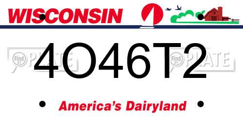 4O46T2 Wisconsin License Plate