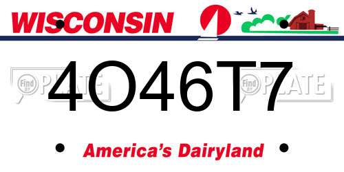 4O46T7 Wisconsin License Plate