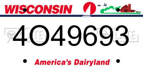 4O49693 Wisconsin License Plate