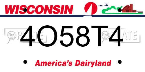 4O58T4 Wisconsin License Plate