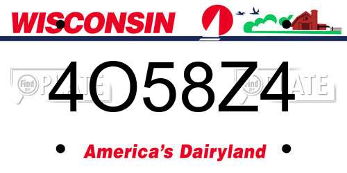 4O58Z4 Wisconsin License Plate