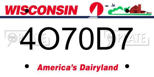 4O70D7 Wisconsin License Plate