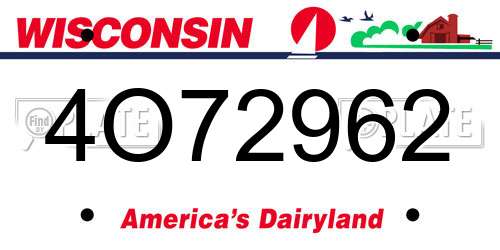 4O72962 Wisconsin License Plate
