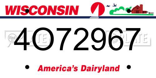 4O72967 Wisconsin License Plate