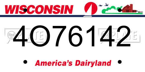 4O76142 Wisconsin License Plate