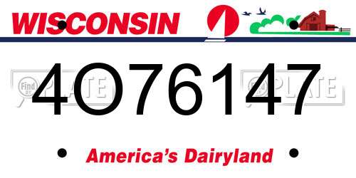 4O76147 Wisconsin License Plate