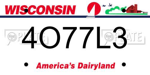 4O77L3 Wisconsin License Plate