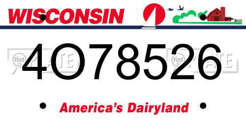 4O78526 Wisconsin License Plate