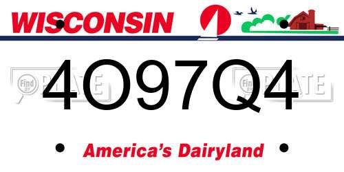 4O97Q4 Wisconsin License Plate