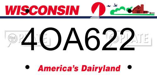 4OA622 Wisconsin License Plate