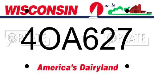 4OA627 Wisconsin License Plate