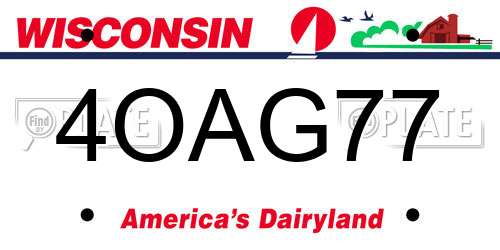 4OAG77 Wisconsin License Plate