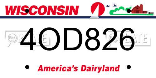 4OD826 Wisconsin License Plate