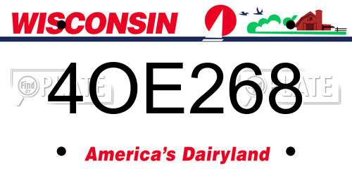 4OE268 Wisconsin License Plate