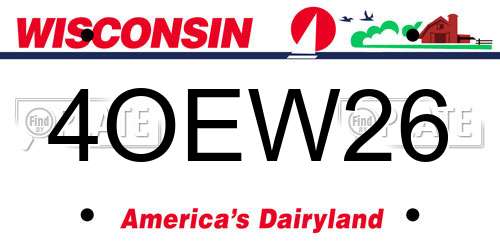4OEW26 Wisconsin License Plate
