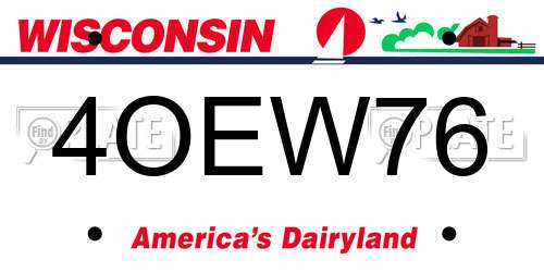4OEW76 Wisconsin License Plate