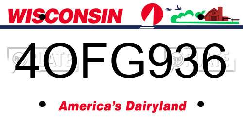 4OFG936 Wisconsin License Plate