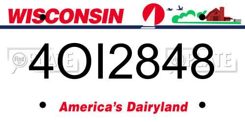 4OI2848 Wisconsin License Plate