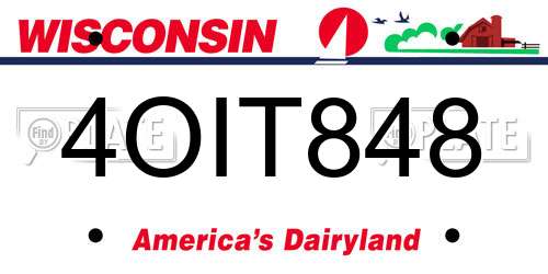 4OIT848 Wisconsin License Plate