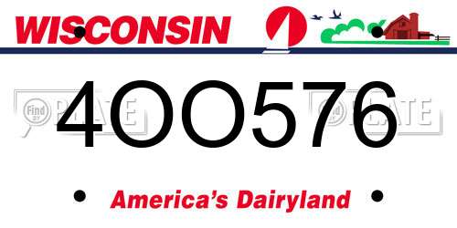 4OO576 Wisconsin License Plate