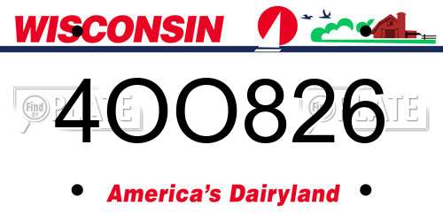 4OO826 Wisconsin License Plate