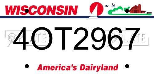 4OT2967 Wisconsin License Plate