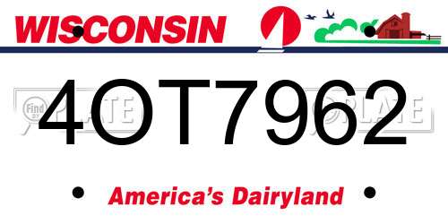 4OT7962 Wisconsin License Plate