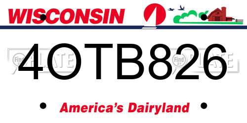 4OTB826 Wisconsin License Plate
