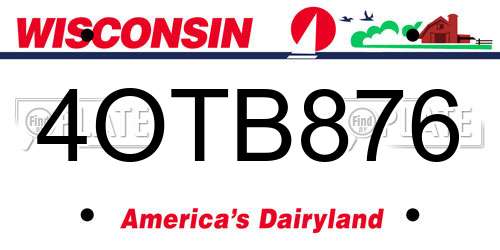 4OTB876 Wisconsin License Plate