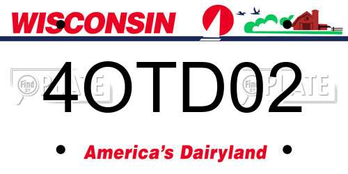 4OTD02 Wisconsin License Plate