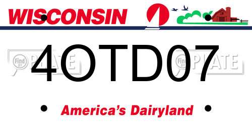 4OTD07 Wisconsin License Plate