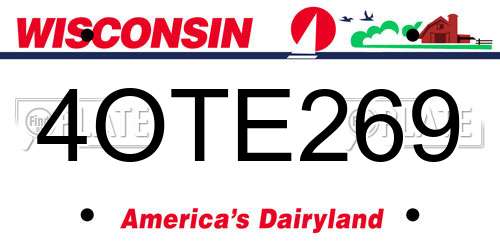 4OTE269 Wisconsin License Plate
