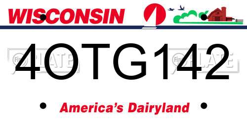 4OTG142 Wisconsin License Plate