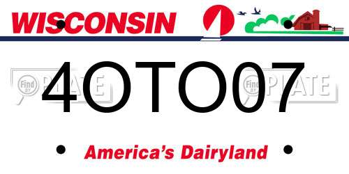 4OTO07 Wisconsin License Plate