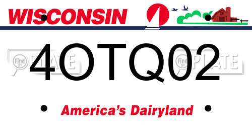 4OTQ02 Wisconsin License Plate