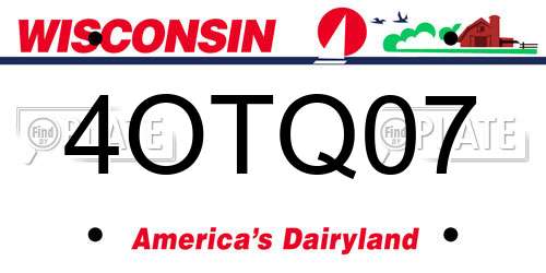 4OTQ07 Wisconsin License Plate