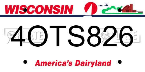 4OTS826 Wisconsin License Plate