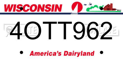 4OTT962 Wisconsin License Plate