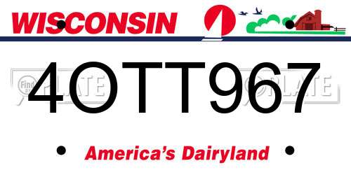 4OTT967 Wisconsin License Plate