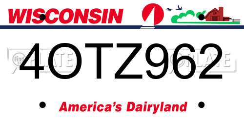 4OTZ962 Wisconsin License Plate