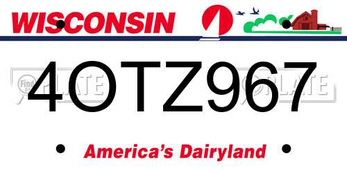 4OTZ967 Wisconsin License Plate