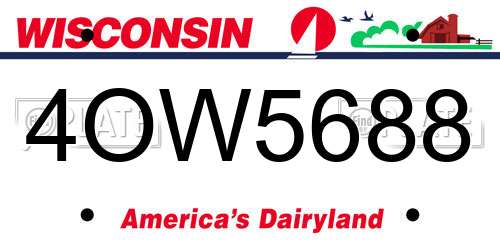 4OW5688 Wisconsin License Plate