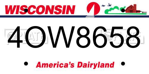 4OW8658 Wisconsin License Plate