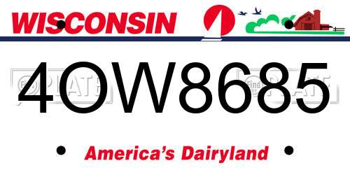 4OW8685 Wisconsin License Plate