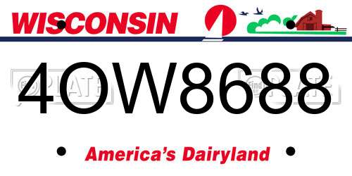 4OW8688 Wisconsin License Plate