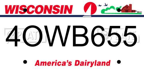 4OWB655 Wisconsin License Plate