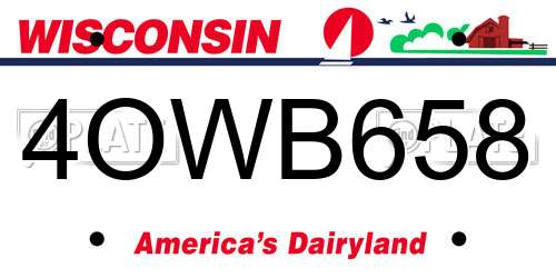 4OWB658 Wisconsin License Plate