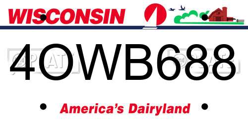 4OWB688 Wisconsin License Plate