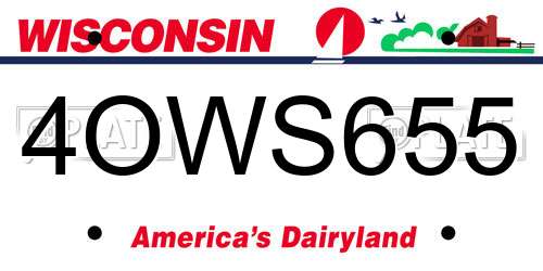 4OWS655 Wisconsin License Plate