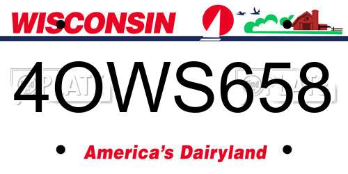 4OWS658 Wisconsin License Plate